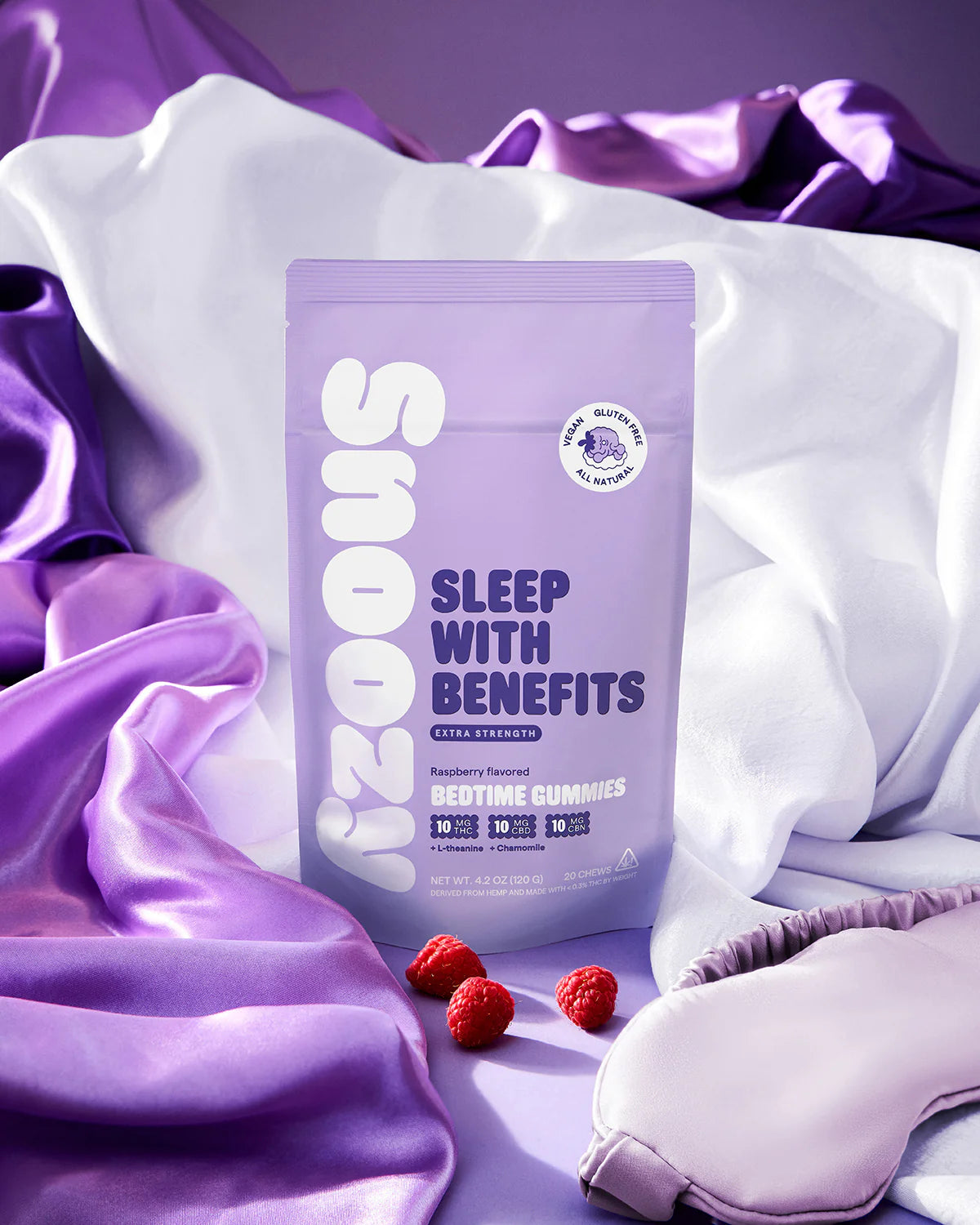 Snoozy - Bedtime Gummies Sleep With Benefits - Raspberry - 10mg THC ...